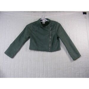 Love To Be Loved Moto Jacket Kids Size 14 Green Faux Suede IMD9369